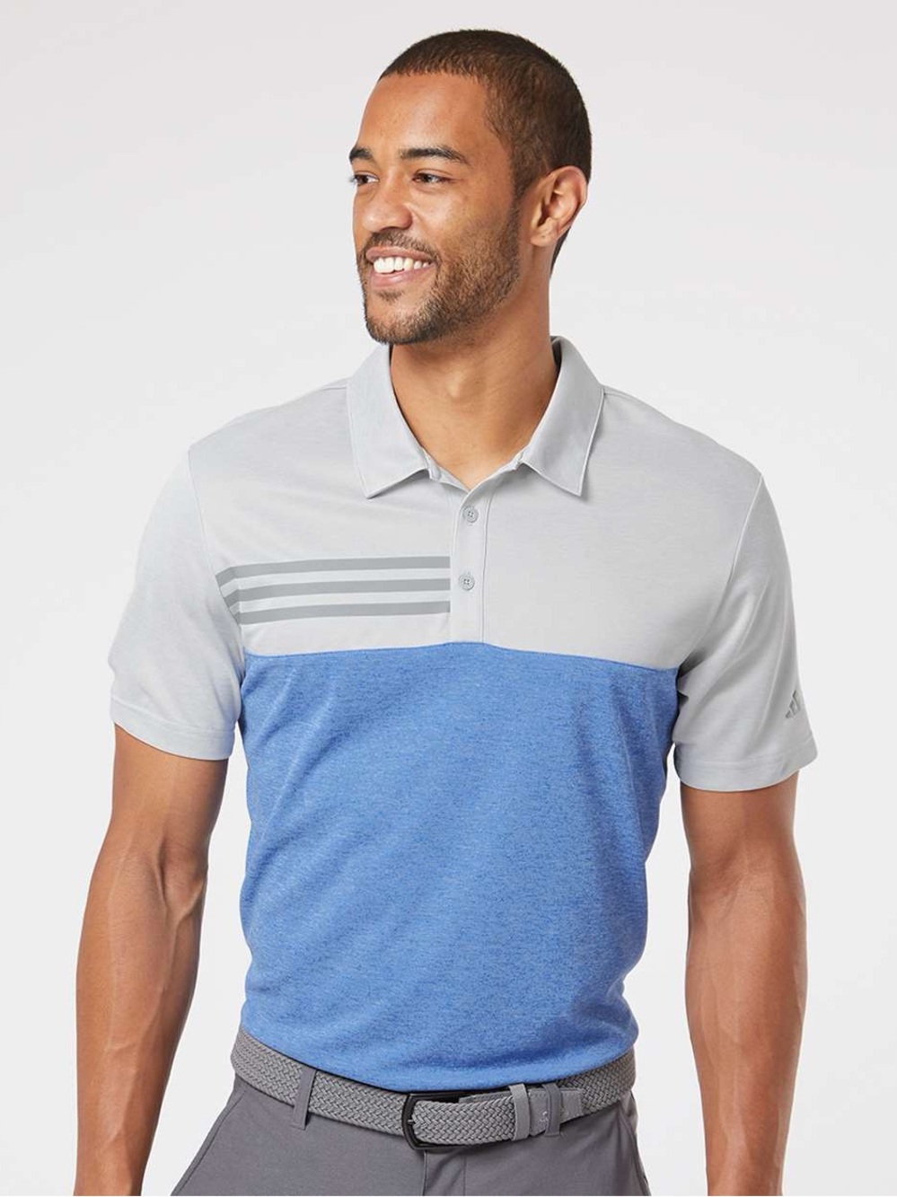 NWT adidas Men's Gray and Blue Colorblock Polo